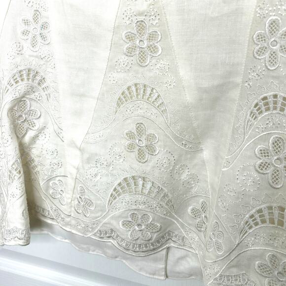 NEW Wms 8 White Linen Blazer Lace Embroidered Formal Elegant Party Easter - Picture 9 of 16